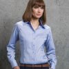 K789 Kustom Kit Ladies Long Sleeve Contrast Premium Oxford Shirt